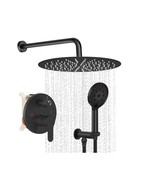 Rain Shower Head Matte Black System Handheld 10 Inch Bathroom Fixture - $1,234.97 MXN