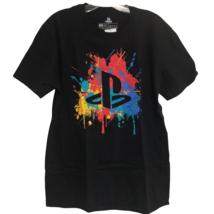 Playstation Paint Splatter Logo Graphic T-Shirt Size S - £19.33 GBP