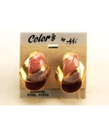 Vintage Fashion Earrings, Color&#39;s by AAi, Gold Tone w/Enamel, Posts, JWL... - $185.63 MXN