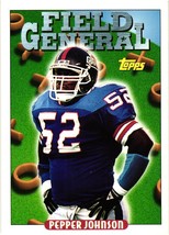 NY Giants Pepper Johnson 1993 Topps Insert Field General NFL Football Card 295 - £0.99 GBP