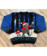 Vtg Heirloom Cherished Possessions Christmas Sweater Size Medium Wool Bear - $45.31