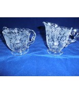 Cambridge Glass Rose Point Creamer and Open Sugar (Disc) - £12.65 GBP