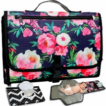 Portable Diaper Changing Pad Clutch with Travel Wet Wipe Pouch &amp; Built-I... - $24.74