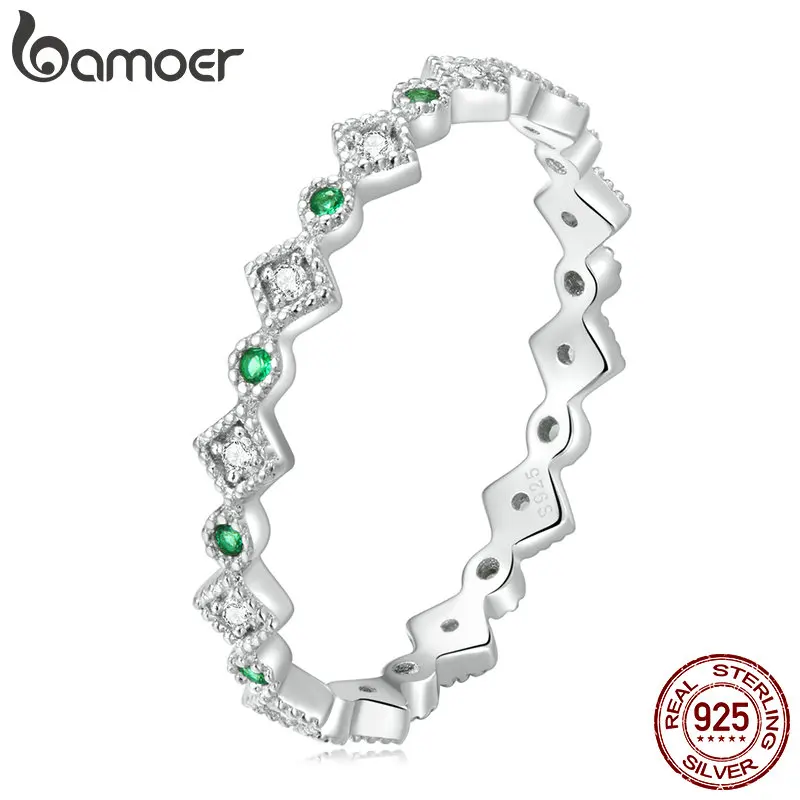 925 Sterling Silver Simple Stackable Shiny Zircon Ring for Women Fine Jewelry Ge - $24.24