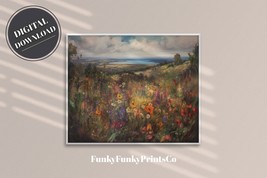 PRINTABLE wall art, Colorful Field of Wildflowers(Watercolor) | Digital Download - £2.78 GBP