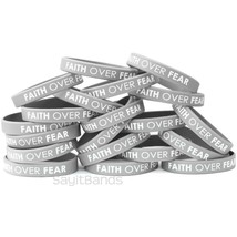 20 FAITH OVER FEAR Wristbands - Quality Debossed Color Filled Silicone B... - £13.14 GBP