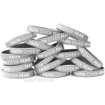 20 FAITH OVER FEAR Wristbands - Quality Debossed Color Filled Silicone B... - £13.35 GBP