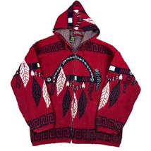 Ruminahui Hoodie Zip Sweater Alpaca Wool Native Tribal Full Zip Hooded XL - $37.57