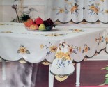Spray Printed Fabric Tablecloth w/puff applique,60x84&quot;Oblong,SUNFLOWER G... - $21.77