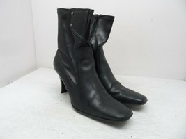 Predictions Casual Women&#39;s Side-Zip High-Heel Booties Black Leather Size... - £22.41 GBP
