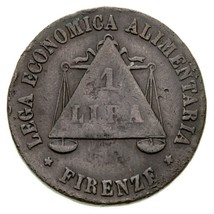 Firenze Lega Economica Alimentaria Gettone 1 Lira Token, Cuivre, 25 MM - £23.43 GBP