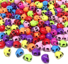 200 Skull Beads Assorted Lot Acrylic Gothic Halloween Jewelry Supplies Set 13mm - $17.81