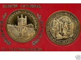22KT Gold Medal Chester Cathedral Coin Beate Maria Cestrie Gothic Church Britain - £28.97 GBP