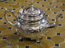 Moroccan serving silver teapot -Moroccan serving teapot -Moroccan silver... - $118.75