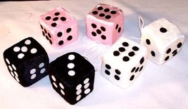 PLUSH WHITE HANGING CAR DICE 3&quot;  fuzzy die hot rod - $4.74