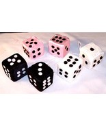 PLUSH WHITE HANGING CAR DICE 3&quot;  fuzzy die hot rod - £3.75 GBP