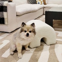 16&quot; Arched Ivory Boucle Upholstered Footstool Ottoman - Bridge Design - $97.99