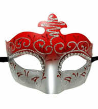 Red Sparkle Scroll Venetian Masquerade Mardi Gras Mask - £11.10 GBP