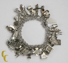 Unique Sterling Silver Charm Bracelet with 35 Charms - £482.50 GBP