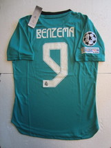 Karim Benzema Real Madrid UCL Match Slim Fit Green Third Soccer Jersey 2021-2022 - £79.93 GBP