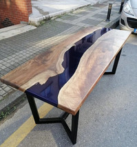 Blue Epoxy Clear Resin Dining Top Table, Kitchen Slab Table, Hallway Table Deco - £430.57 GBP+