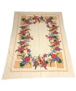 Vintage Startex Midcentury Modern Floral Fall Foxglove Peony Tablecloth ... - $186.04