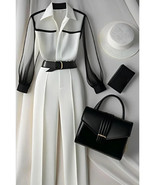 White Tailored Trousers Loose Pants Suit - $1,276.23 MXN