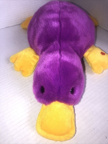Ty Beanie Babies Buddies 1998 Large 14&quot; Patti the Platypus Purple &amp; Yellow - $8.91