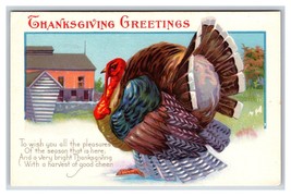 Giant Turkey Farm Scene Thanksgiving Greetings UNP Unused DB Postcard S4 - £4.00 GBP