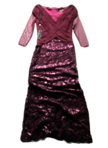 Nwt Tadashi Shoji Auburn Sequin Paillette Embroidered Lace V-Neck Gown Dress 4 - £101.68 GBP