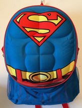 DC Comics SUPERMAN 16&quot; Backpack With Muscled Chest Detailing - Super For... - £19.93 GBP