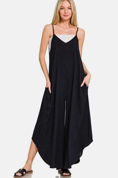 Zenana Spaghetti Strap Overalls with Pockets - Wide Leg Design - $29.01