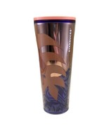 NEW Starbucks 2020 Peach Orange &amp; Purple Palm Leaf 24oz Tumbler NO Straw - $16.92