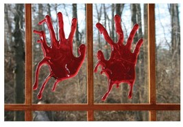 1 Pair Of Realistic 3D Bloody Hand Prints Creepy Halloween Prop Fake Blood Joke - £5.27 GBP