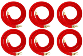 6 pack- Red Velvet Rope Crowd Control Gold Hooks No Stanchion Party Carp... - $34.60