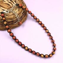 Natural Rainbow Calsilica A 8x8 mm Beads Adjustable Thread Necklace ATN-6 - £11.14 GBP