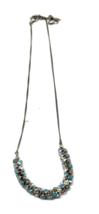 Fossil Crystals in Blue and Irridescent On Silver Chain Necklace - $183.03 MXN