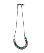 Fossil Crystals in Blue and Irridescent On Silver Chain Necklace - $181.54 MXN