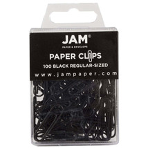 JAM Paper Colored Standard Paper Clips Small 1 Inch Black Paperclips 100Pcs - £6.86 GBP