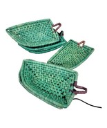 jalapeno green Hot Pepper Wicker Rattan Basket Wall Hanging set 8 8&quot; decor - $53.21 CAD