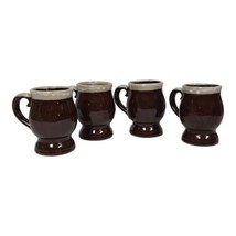 Vintage Stoneware Brown Drip Glazed 4&quot; Coffee Mugs Set of 4 Retro Diner Mug Set - £20.76 GBP