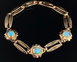 Vintage 10k Rosey Yellow Gold Bracelet w/ 3 Firey Genuine Natural Opals ... - $628.65