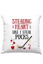 Stealing Heart Like I Steal Pucks Pillow, Hockey Lovers Pillow, Valentine&#39;s Day  - £23.32 GBP