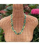 Dark teal felted ball statement necklace, textile art wool necklace, gol... - $85.00