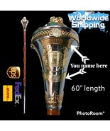 Custom made Mace With Your name Upper and lower Scrolls with Beautiful Crown 60" - $430.00