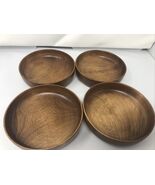 Set of 4 Vtg Woodbury Woodware Hand Turned 6&quot; Walnut Salad Bowls - Shelb... - $47.10 CAD