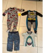 Baby Boy Clothes Lot 4-Piece 12M Batman &amp; Firetruck Sleepers + Jeans + Tee - $359.54 MXN