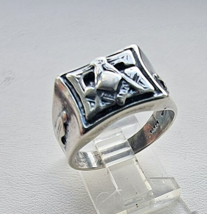 925 Sterling Silver Antiqued Masonic Made In India Ring Size 9.25 - $45.82