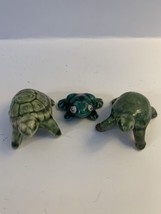 2-porcelain Turtle Figurines &amp; A Frog W/googly Eyes Mini Fairy Garden 2&quot; - $9.41