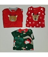 NWT 3 Pairs Christmas Footie Pajamas Lot Newborn NB Red Reindeer Santa C... - £23.42 GBP